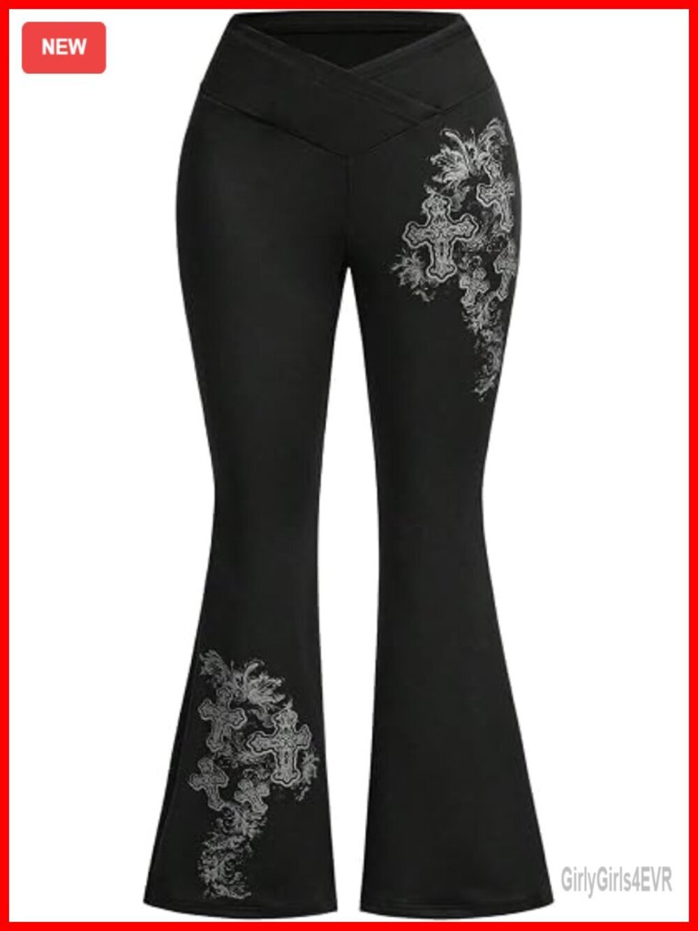 Plus Size Gothic Bell Bottom Flare Pants High Waisted Yoga Leggings